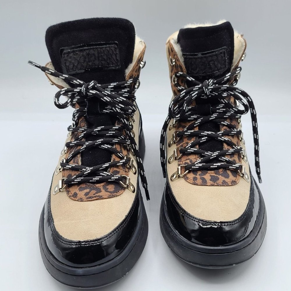 WODEN Iris Hiker Boots Cream/Black Leopard Size 8 NWOB - Picture 6 of 11